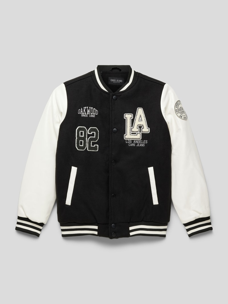 College-Jacke mit Two-Tone-Machart Modell 'Aaron' in schwarz