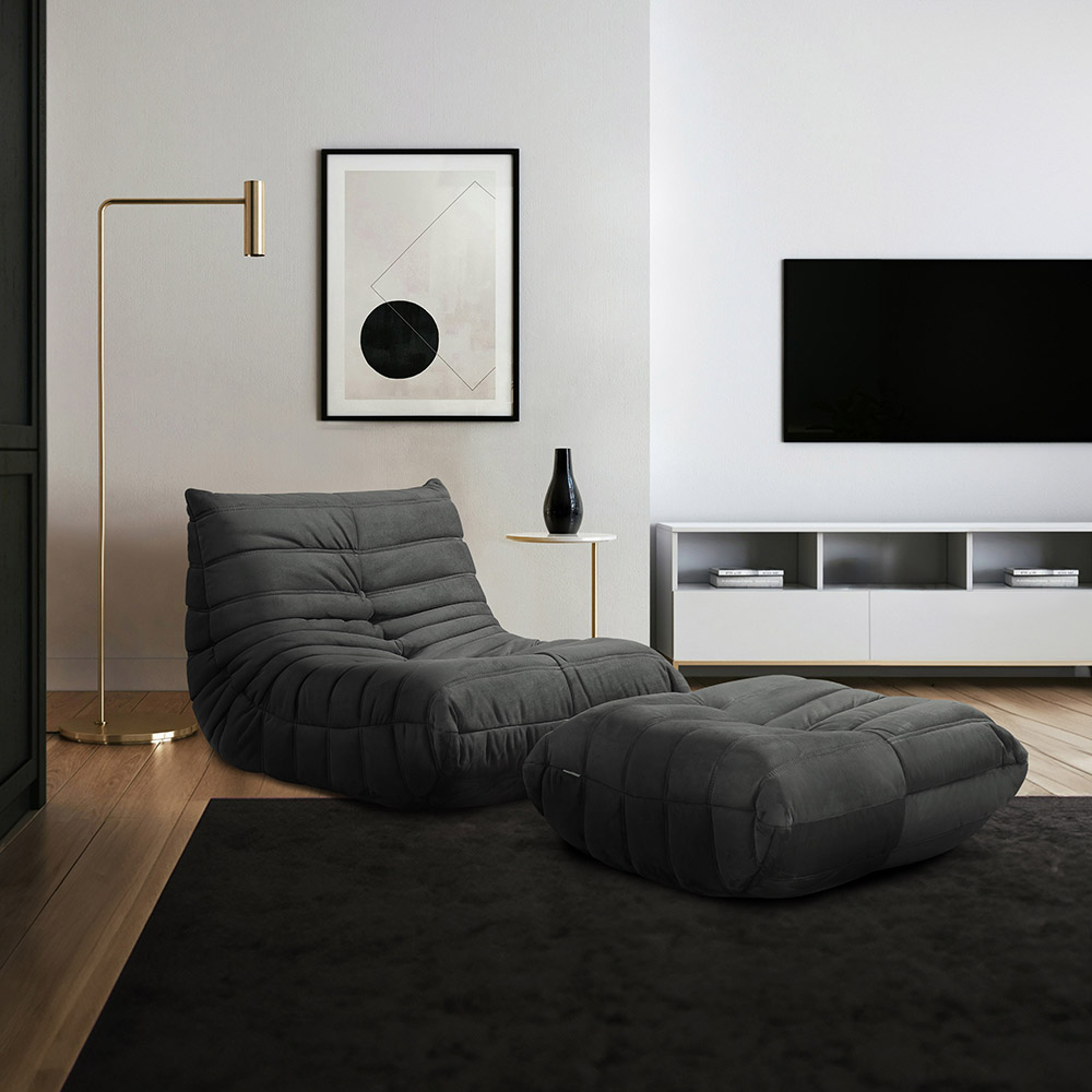 Home Deluxe HOME DELUXE Relaxsessel mit Hocker CHILL - Anthrazit