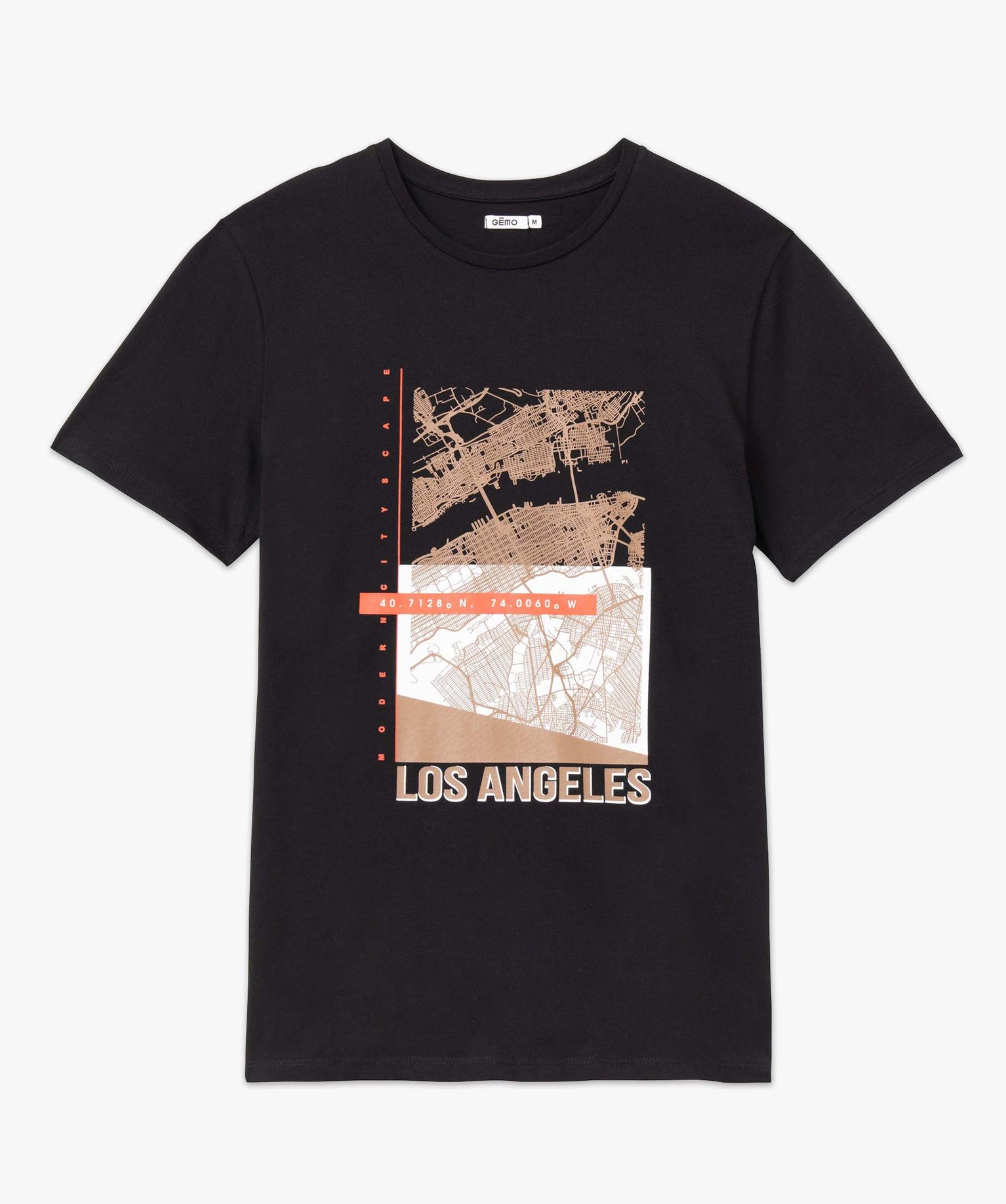 Tee-shirt homme à manches courtes imprimé Los Angeles noir | GEMO
