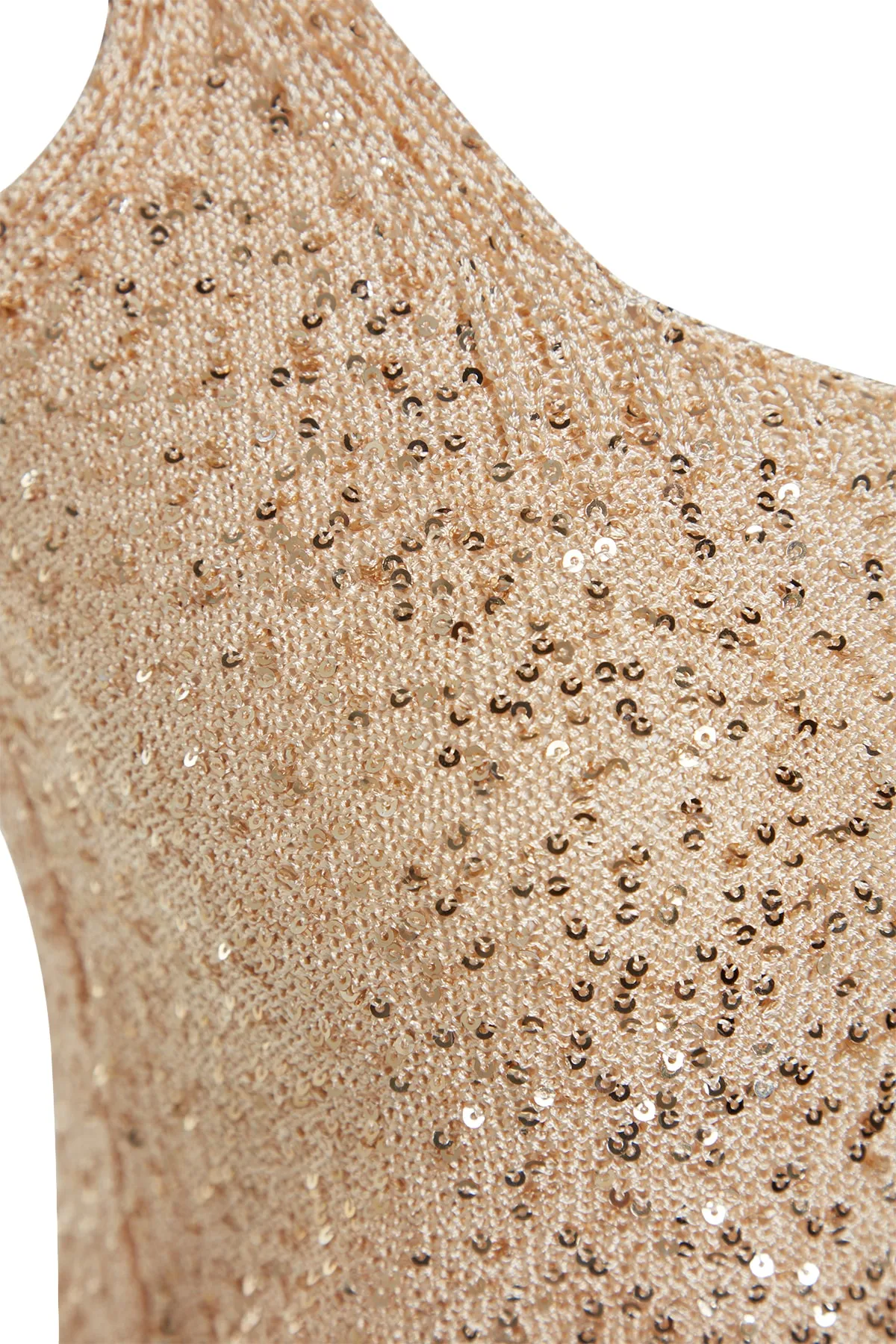 Trendyol Collection  Kamelfarbene, dünne Super-Crop-Strickbluse mit Pailletten TWOSS23BZ00631