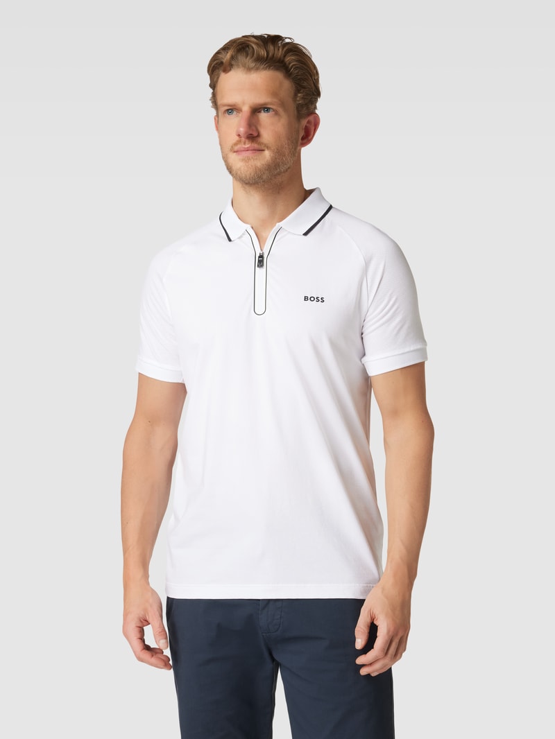 Poloshirt mit Reißverschluss in weiß