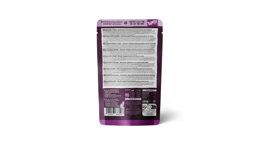 WOW Katzennassfutter Senior Geflügel & Ente 125 g