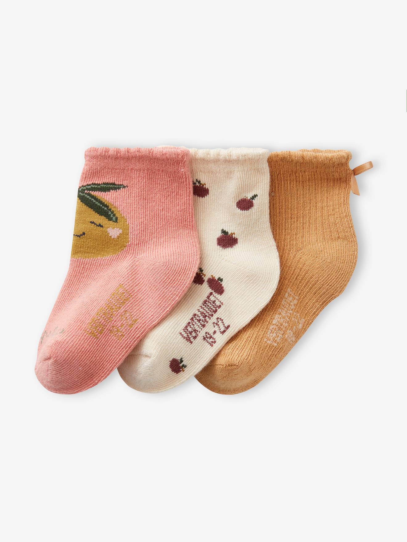Lot de 3 paires de chaussettes vintage bébé fille rose