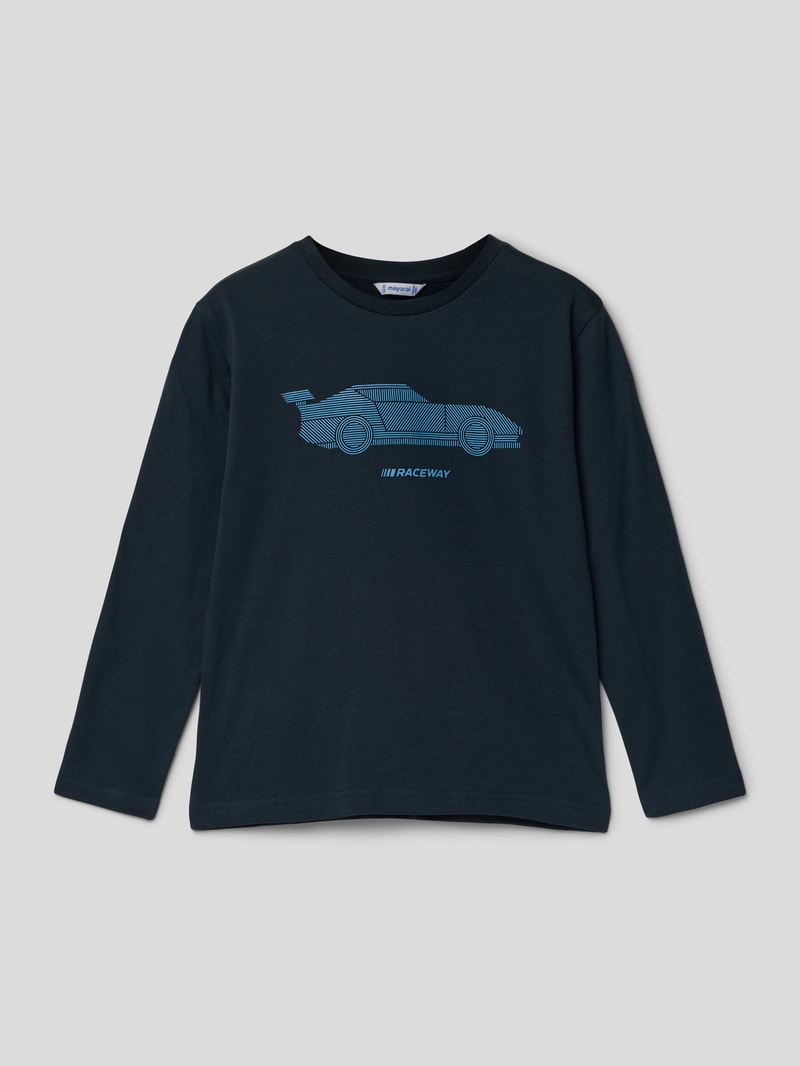 Longsleeve mit Motiv-Print in marineblau