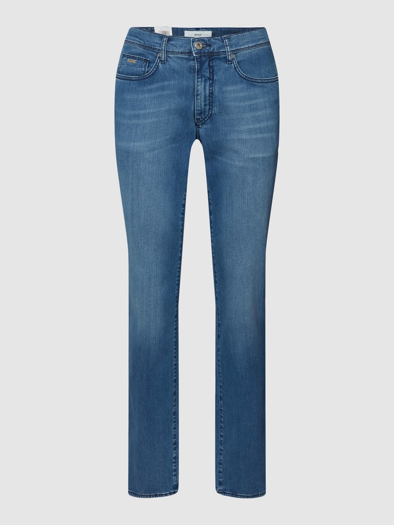 Straight Fit Jeans mit Label-Patch Modell 'Cadiz' in blau