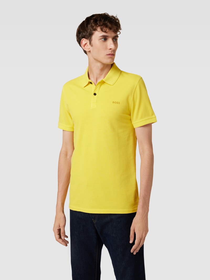 Poloshirt mit Logo-Stitching Modell 'PRIME' in gelb