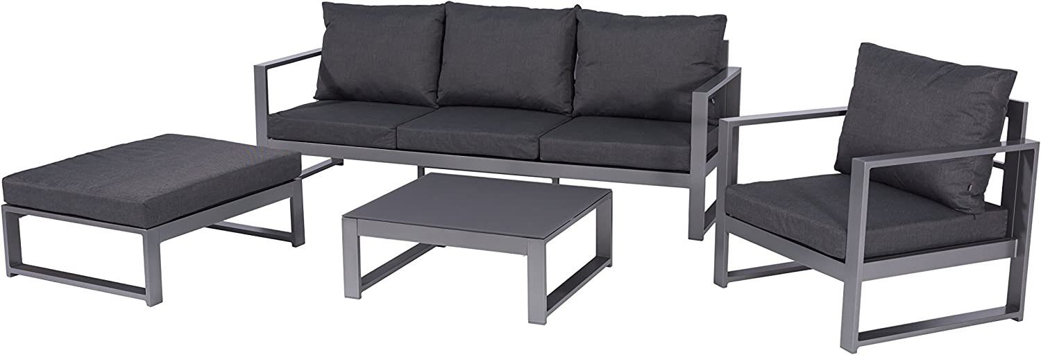 MANDALIKA Garden Gartenlounge-Set Bella anthrazit / Aluminium / Gartenmöbelset / Outdoor / Möbel, UV-beständig