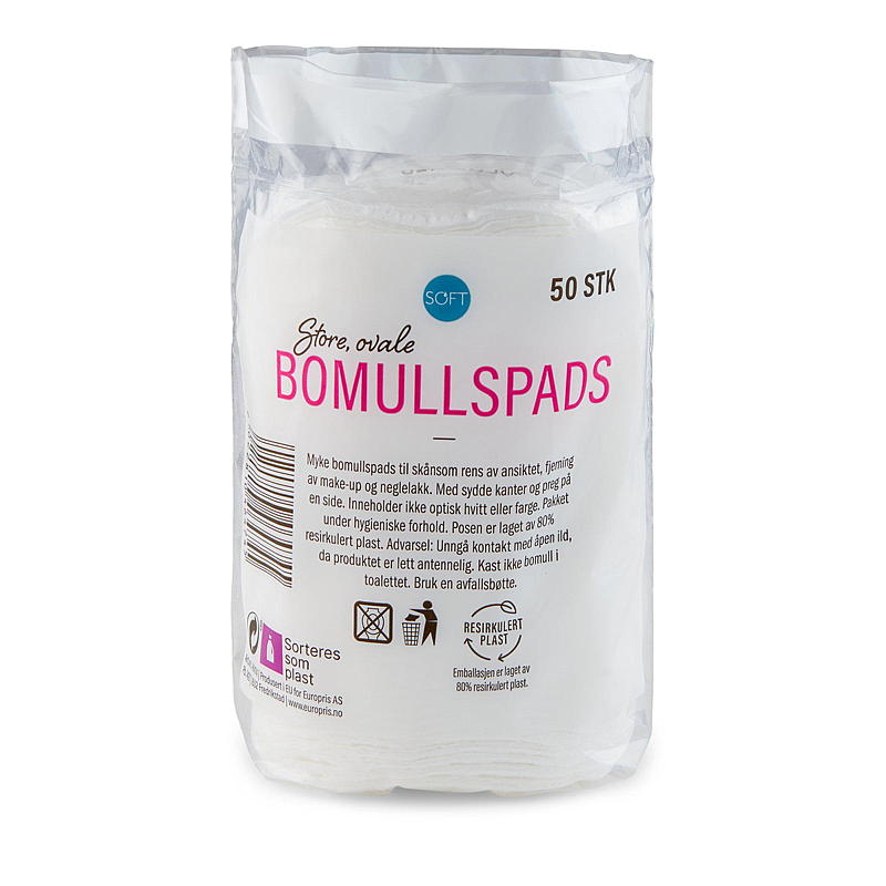 Soft Bomullspads 50 stk store pads