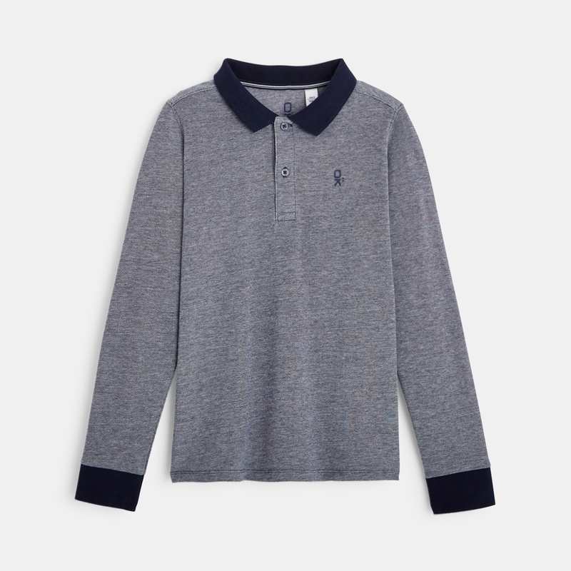 Polo manches longues bleu garçon