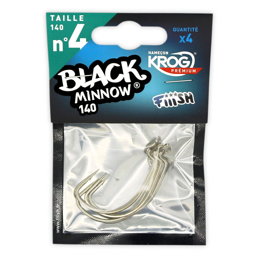 Texan hooks fiiish krog premium vmc black minnow 140 (x4)