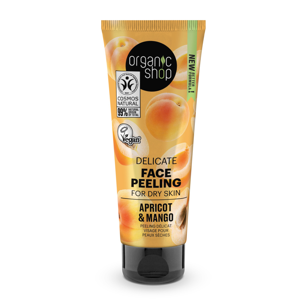 organic shop Peeling délicat pour le visage Abricot et Mangue peaux sèches Vegan Naturel Peeling