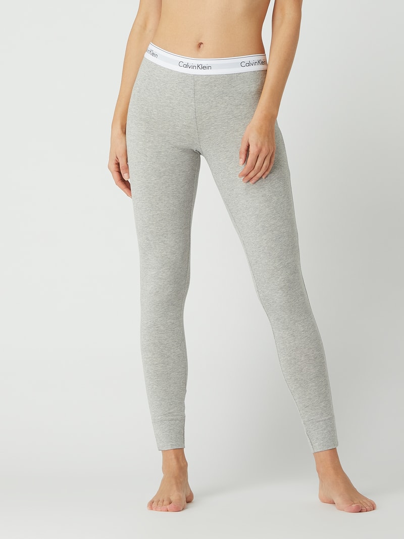 Pyjama-Hose mit Stretch-Anteil in hellgrau meliert