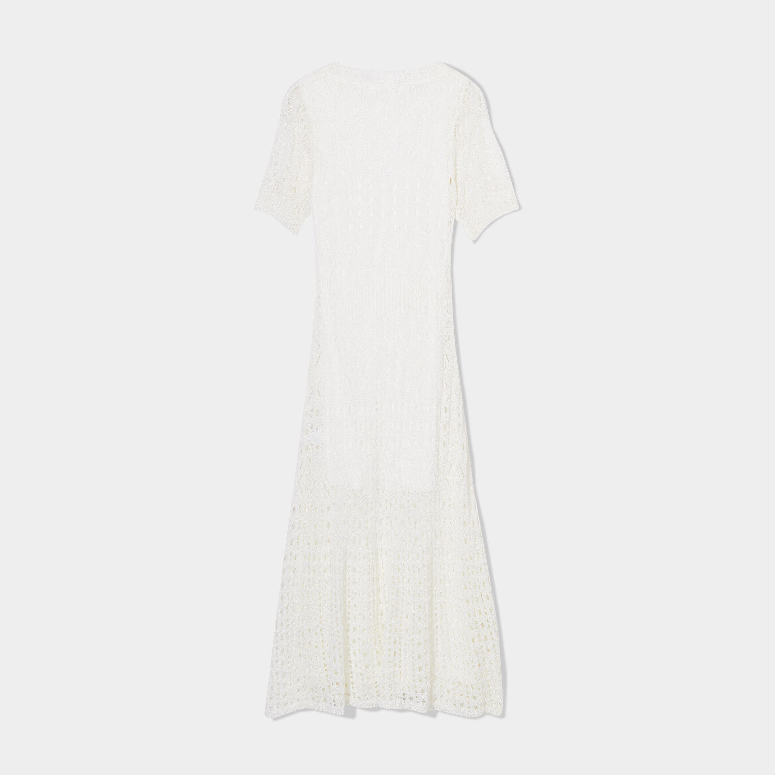 Robe midi évasée ajourée ecru femme | Cache Cache