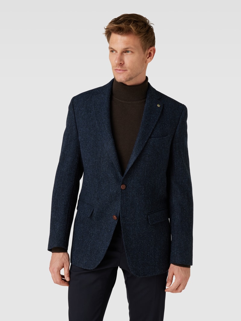 2-Knopf-Sakko mit Allover-Muster Modell 'Theo' in marineblau