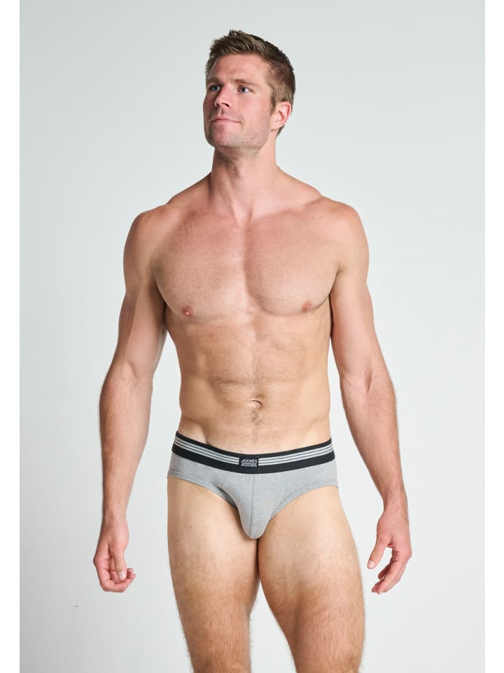 Jockey Slips Cotton Stretch 3 Stück in Grau/Schwarz günstig kaufen