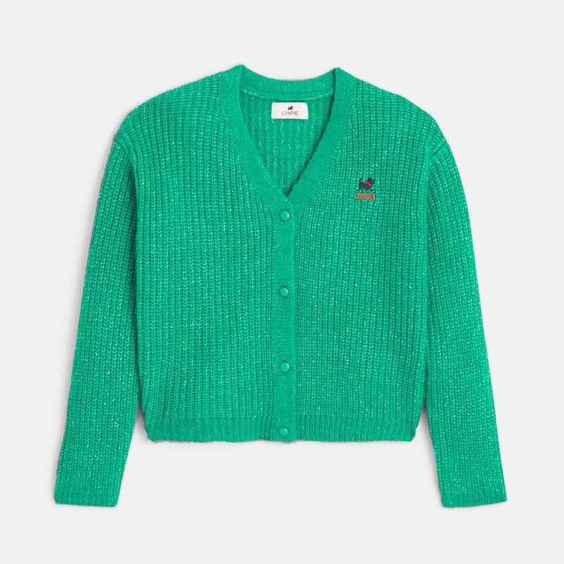 Cardigan vert en maille fille Chipie