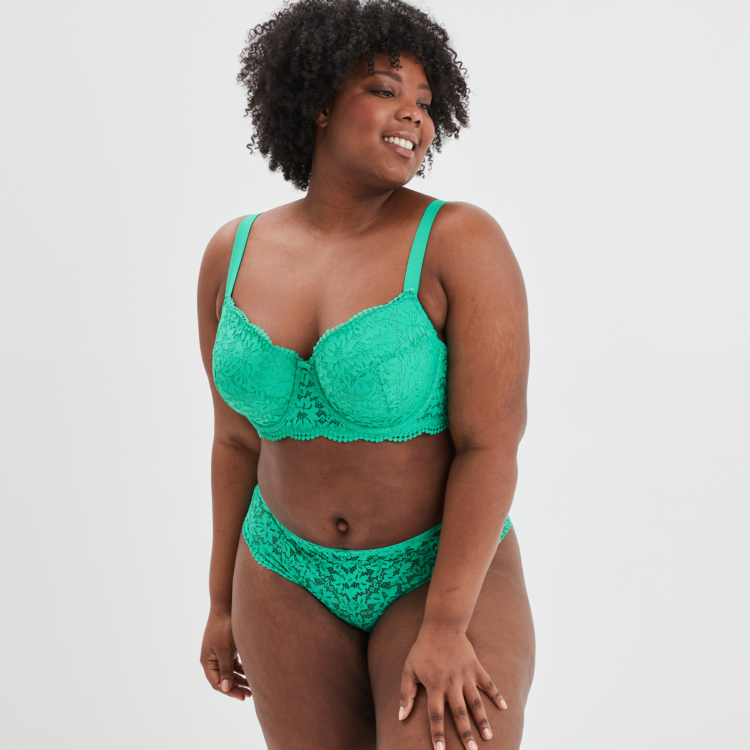 Soutien-gorge emboîtant dentelle vert menthe femme grande taille | La Halle
