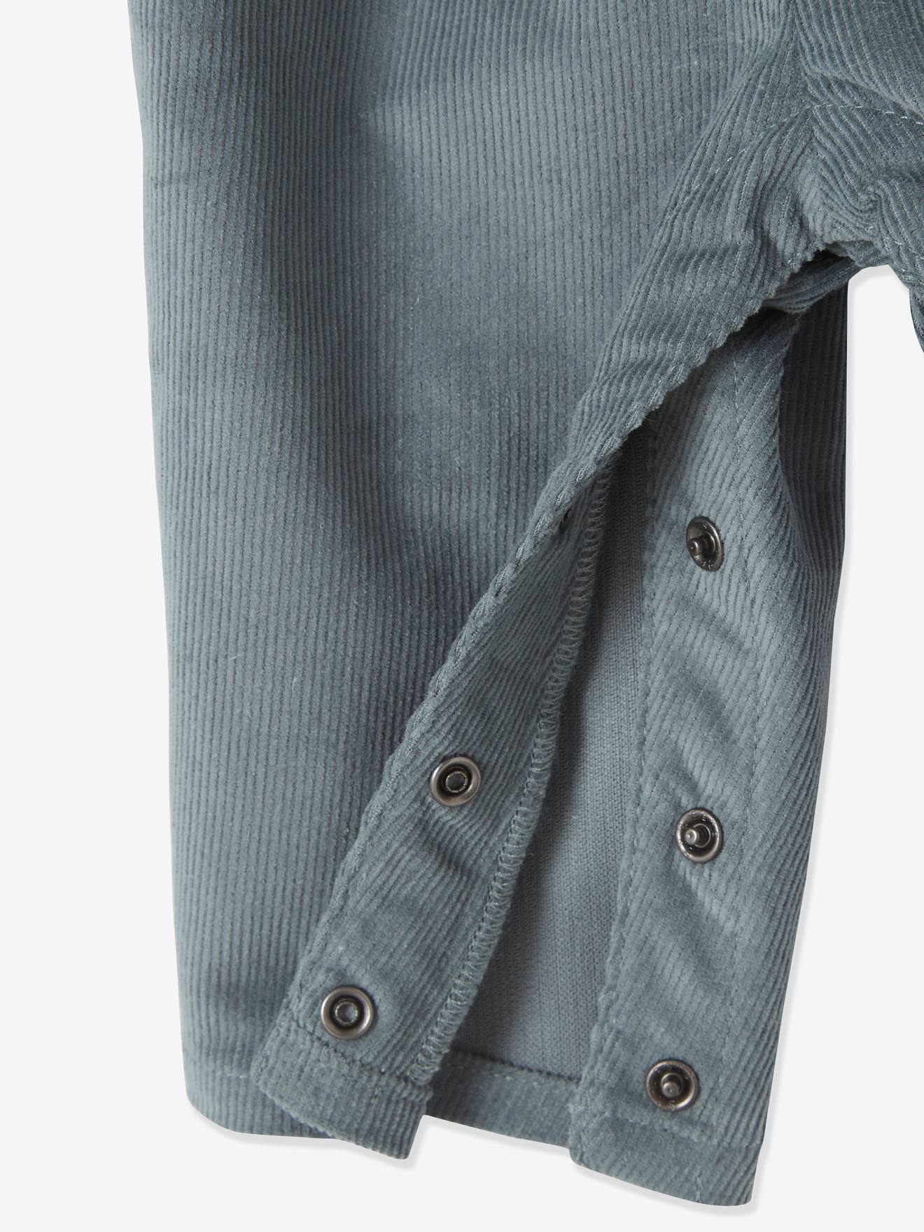 Ensemble blouse et salopette velours bébé fille bleu céleste
