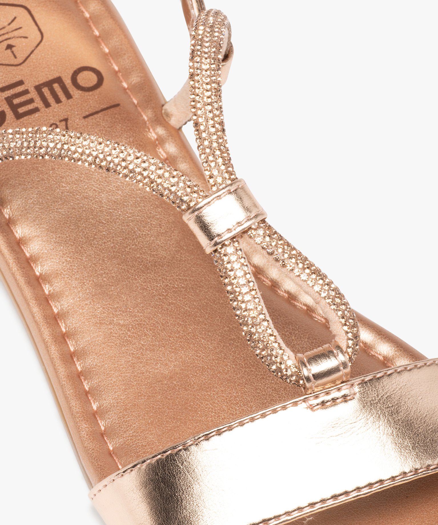 Sandales femme scintillantes avec bride à strass rose | GEMO