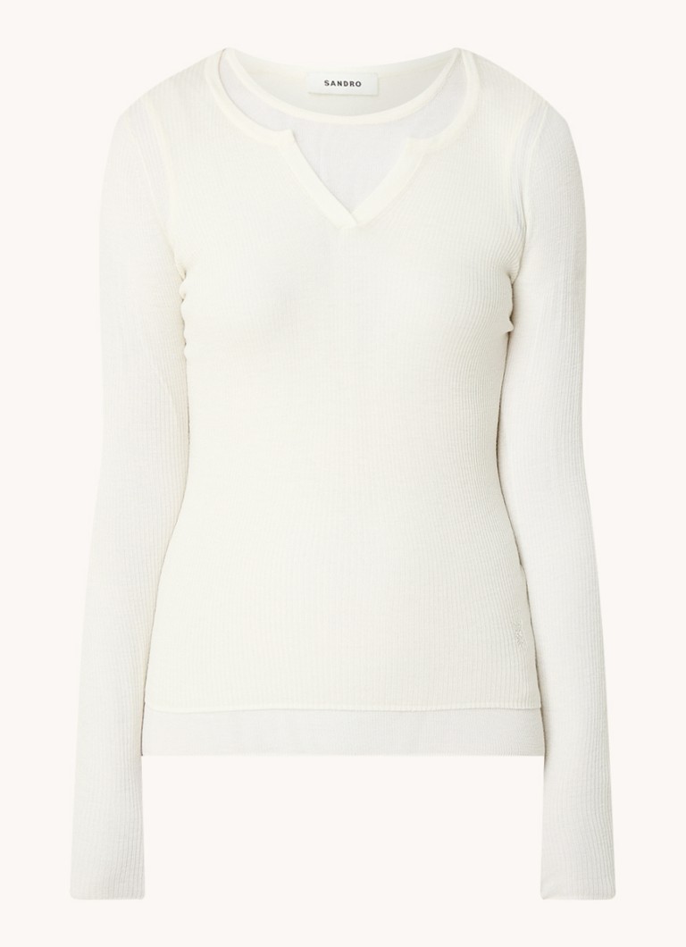 Sandro Semi-transparent ribbed knit top with stretch