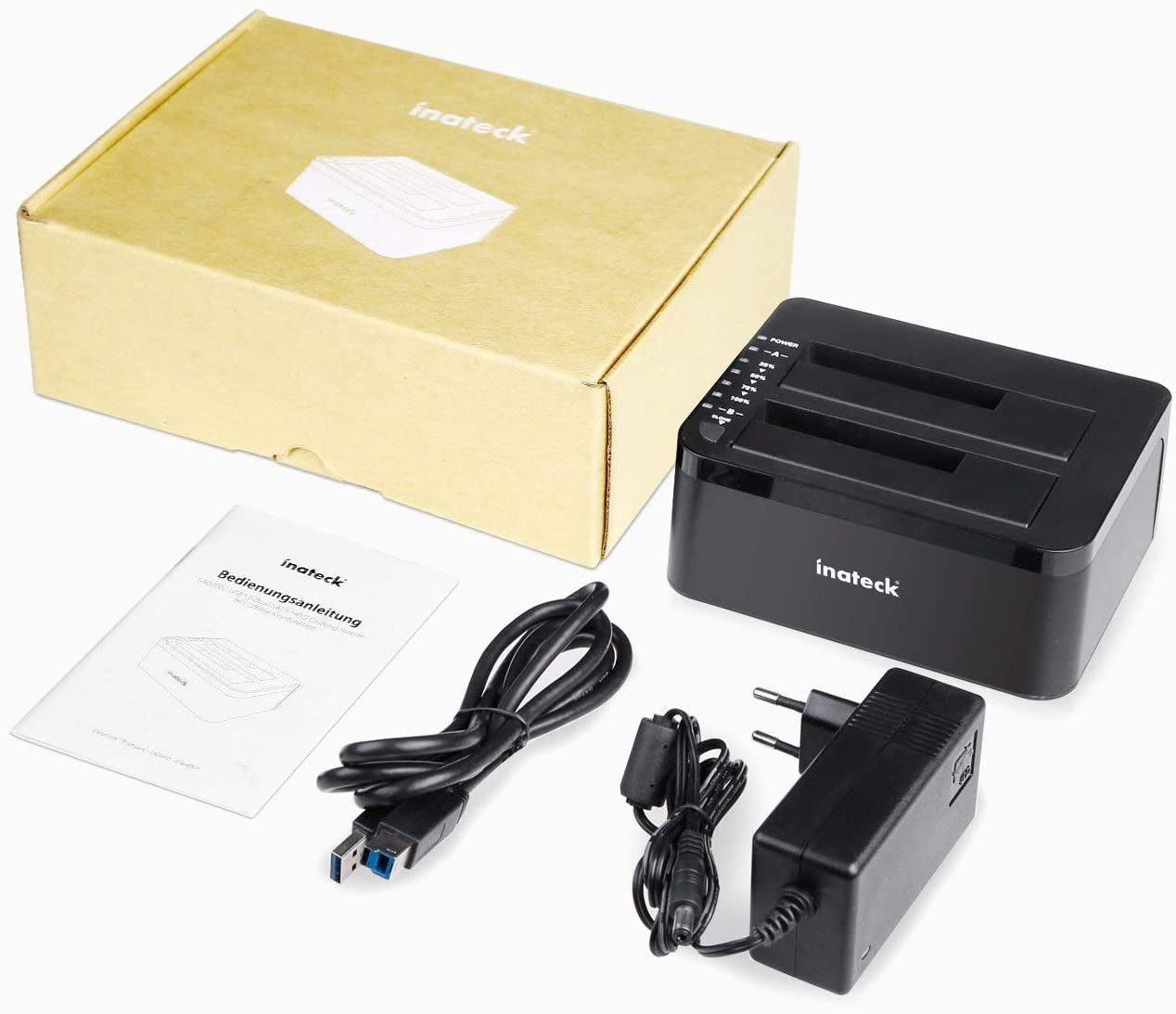Inateck Festplatten-Dockingstation USB 3.0, SATA Dual-Schacht Docking