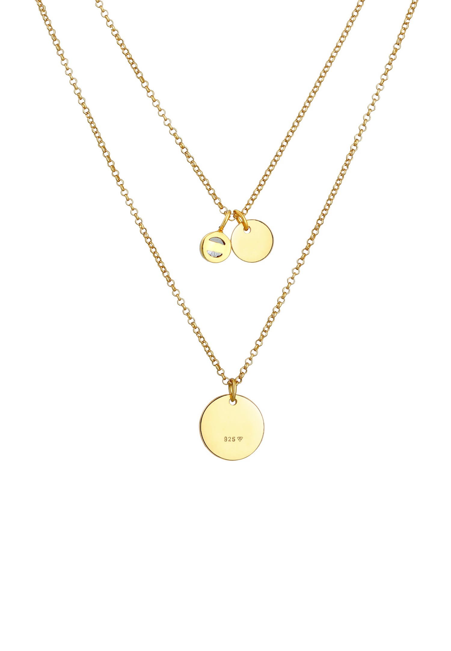 Elli Women's Pendant, 2-Layer Plate with Cubic Zirconia Crystals in Sterling Silver