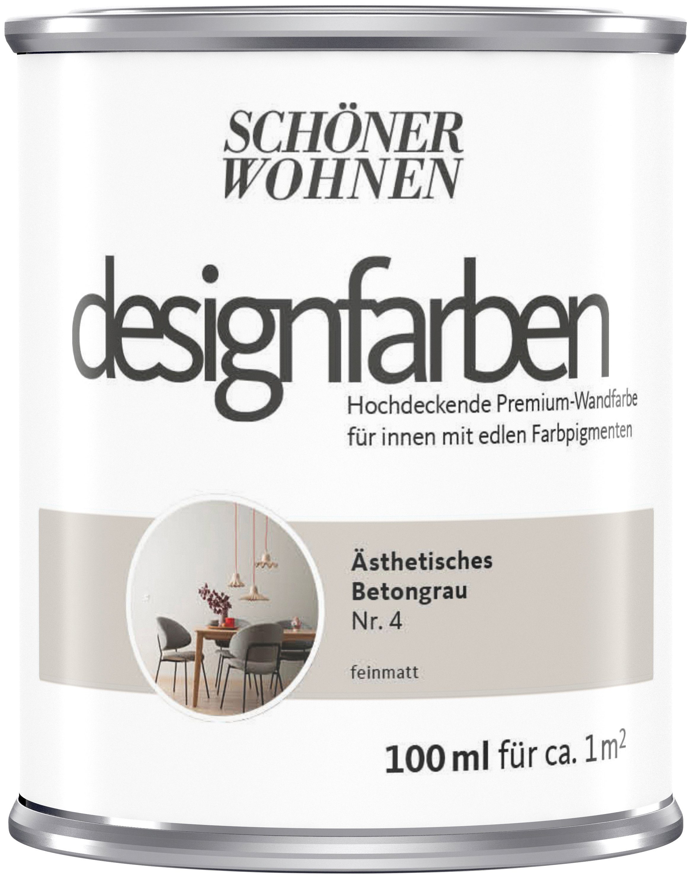 SCHÖNER WOHNEN FARBE Wand- und Deckenfarbe Designfarben, hochdeckende Premium-Wandfarbe, Farbwelt grau