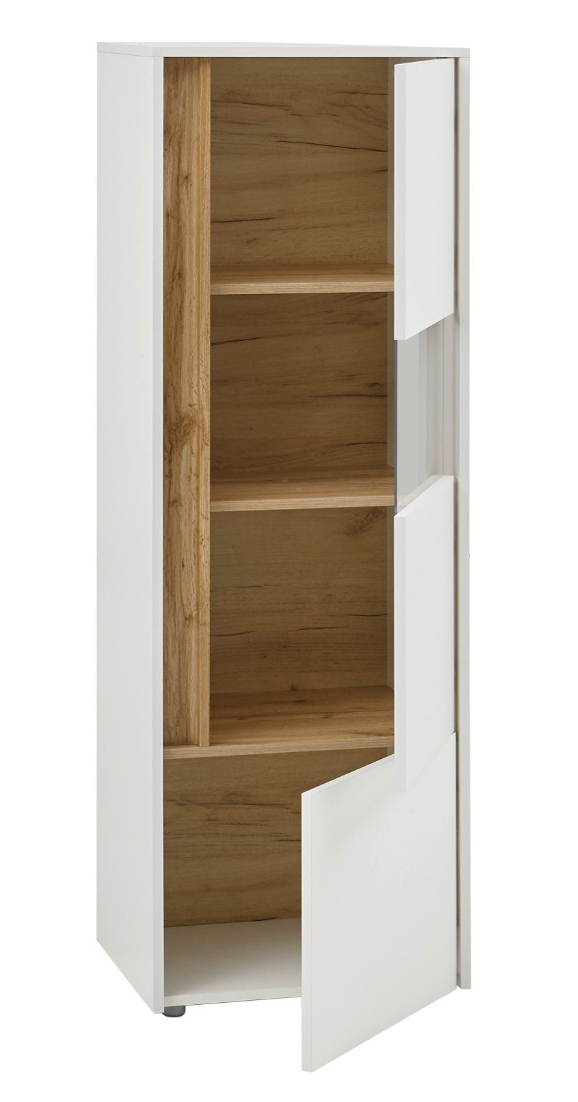 Furn.Design Wohnwand Center, (Set 5-teilig in weiß mit Wotan Eiche, 440 x 180 cm), mit Hänge-Lowboard