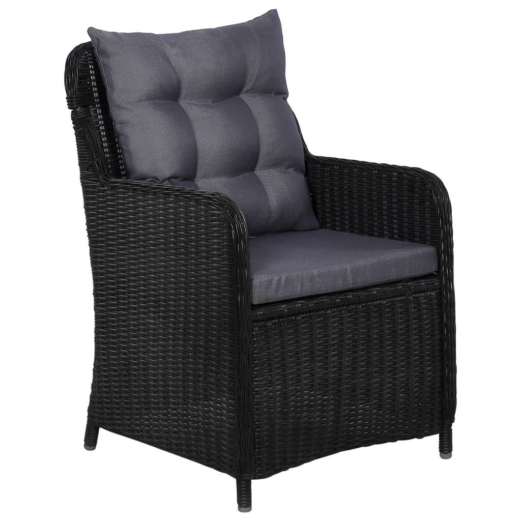 vidaXL Garten-Essgruppe 9-tlg. Garten-Essgruppe Poly Rattan Schwarz, (9-tlg)