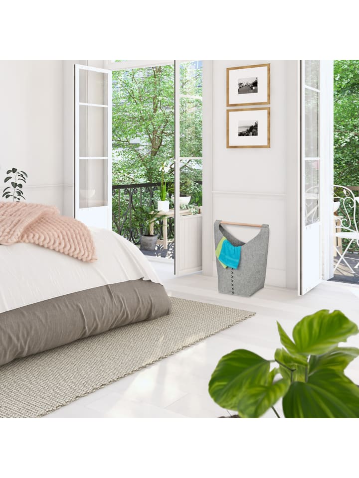 relaxdays Wäschesammler in Dunkelgrau/ Natur - (B)62 x (H)68 x (T)34,5 cm günstig kaufen onesize