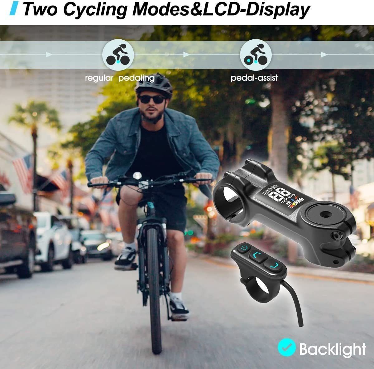 HILAND E-Bike 27.5/29 Zoll E-Mountainbike Vollfederung Damen Herren,mit LCD Display, 21 Gang Shimano Tourney Schaltwerk, Kettenschaltung, Heckmotor, 374.4 Wh Akku, (set, mit Schutzblechen, mit Beleuchtungsset, mit akku-ladegerat), Elektrofahrrad für