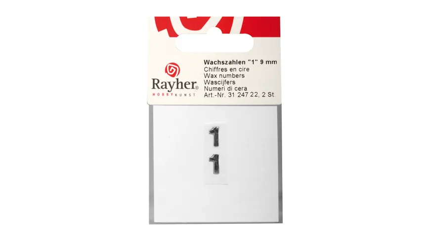 Rayher Wachszahlen -1- silber 9mm 2Stück