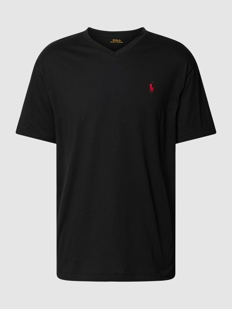 T-Shirt mit Logo-Stitching in schwarz