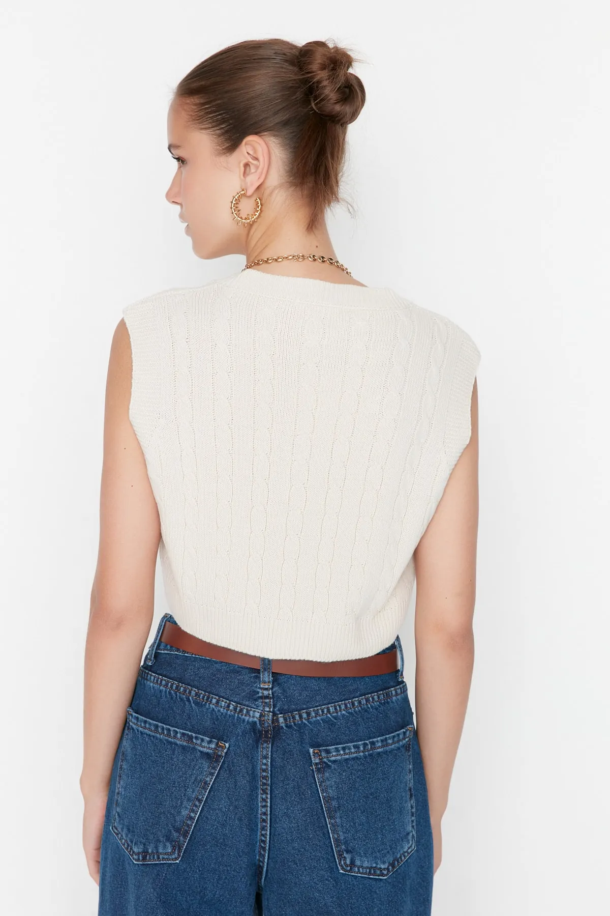 Trendyol Collection  Strickweste - Grau - Regular Fit