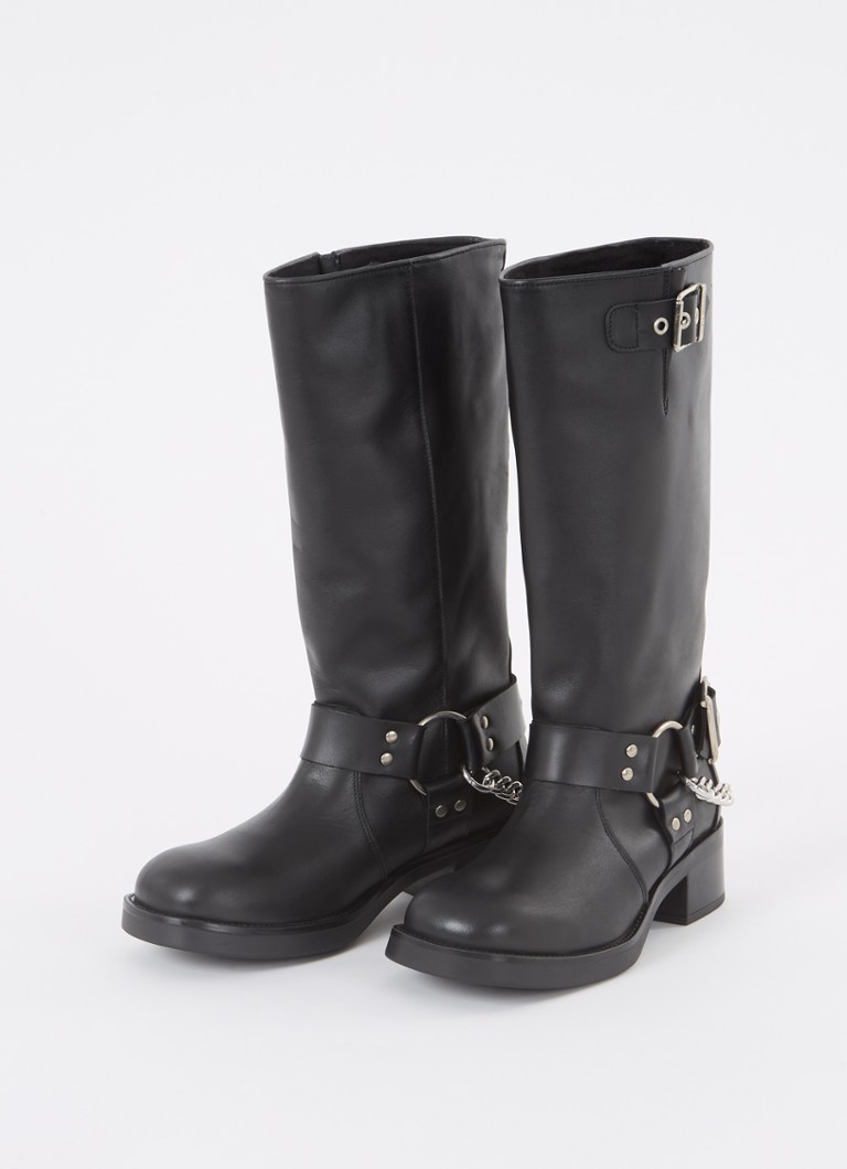 Ghete biker din piele Steve Madden Beau-C cu cataramă