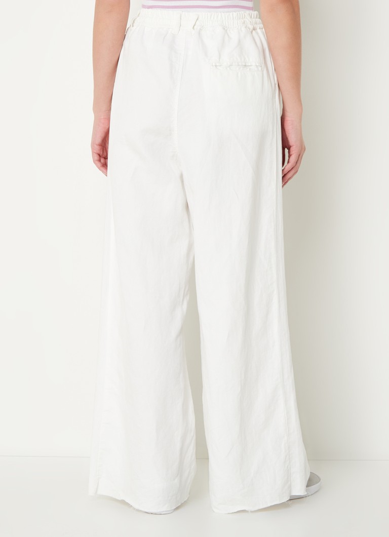 Pantaloni din in cu talie înaltă și croială largă, model 10DAYS.