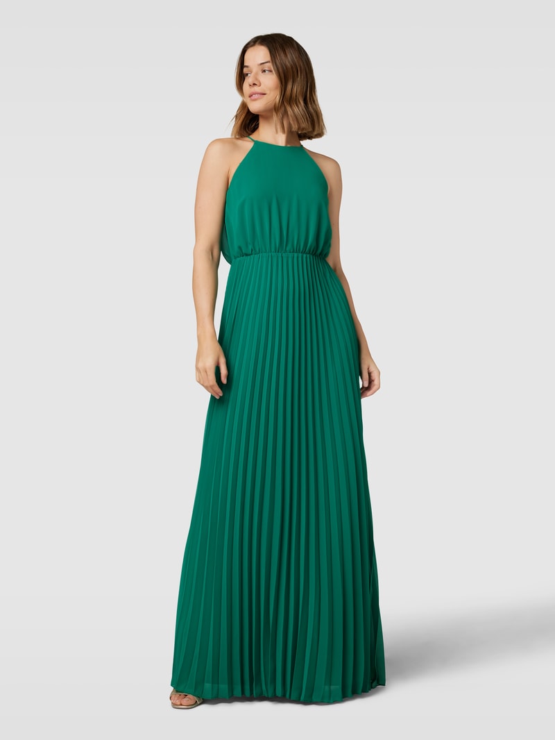 Abendkleid mit Plisseefalten in apfelgrün