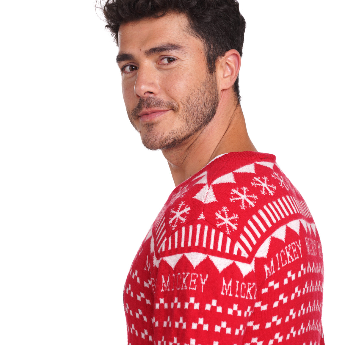 Micky Maus Weihnachtsstrickpullover rot / weiss