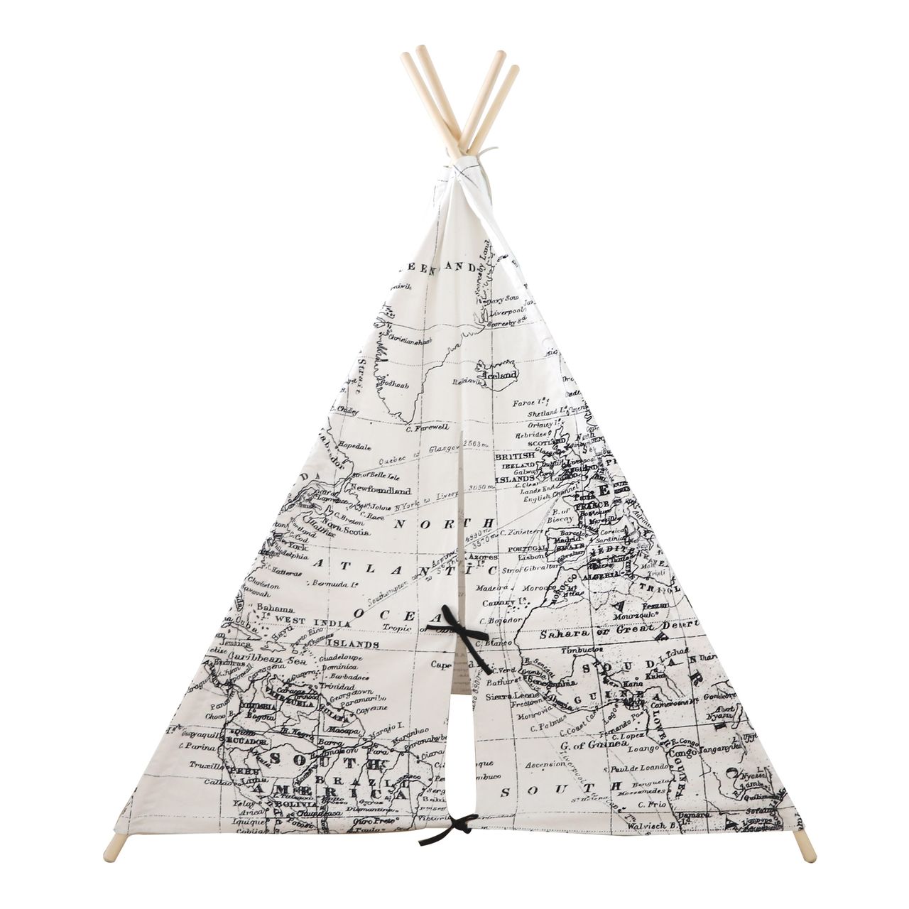Sunny Weltkarte Tipi Zelt Schwarz/Weiß