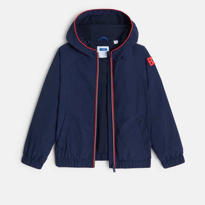 Coupe-vent déperlant à capuche bleu garçon