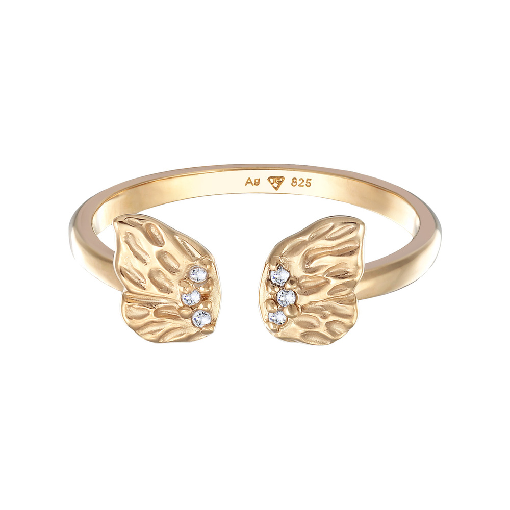 Elli Elli Bague Femmes Ouvert ailes de papillon avec zircon en argent sterling 925 pla Bague