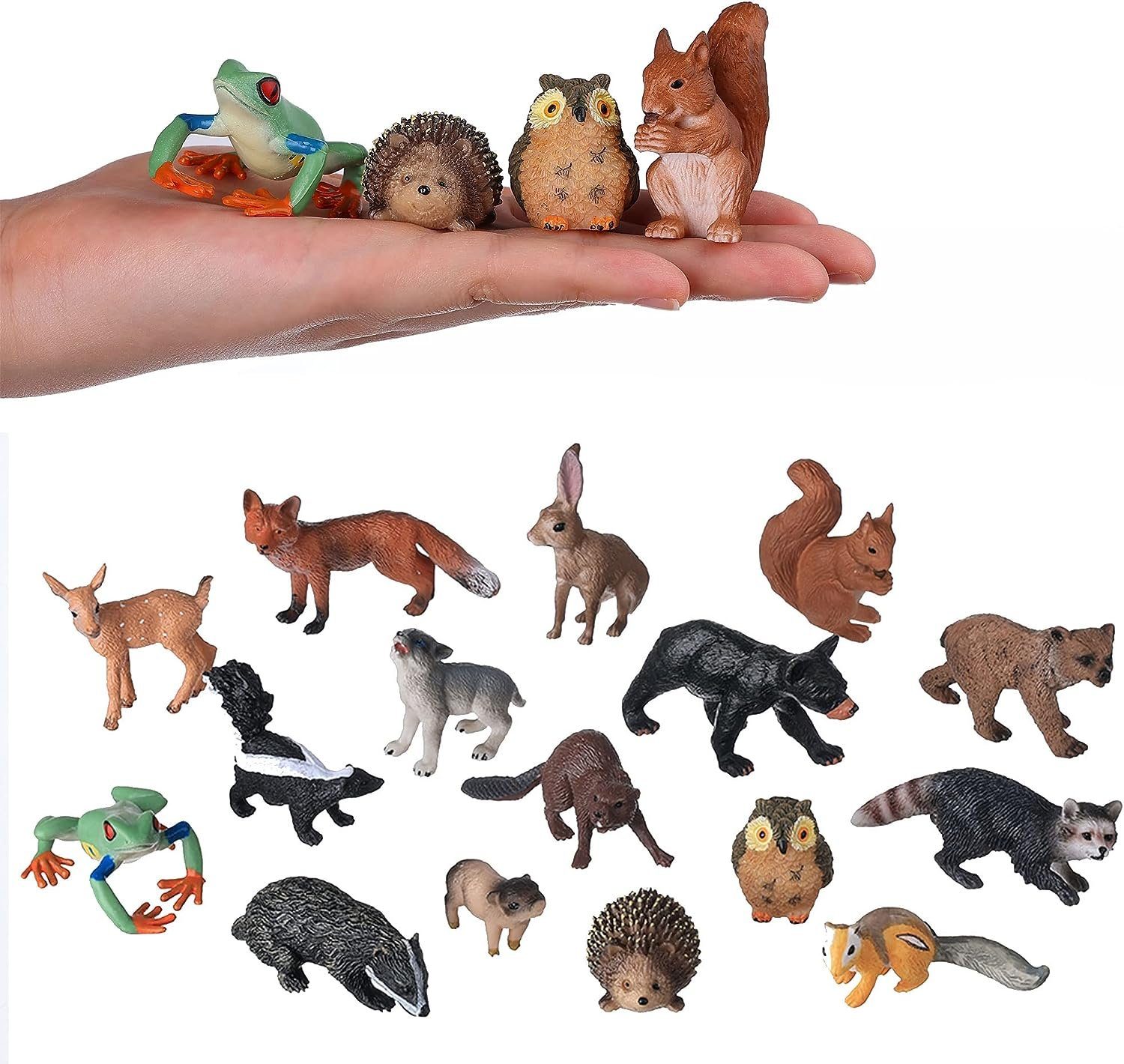 Runxizhou Wandhaken Kleine Tierfiguren für Kinder 16 STK realistische Waldtiere,Waldtiere, (1-St)