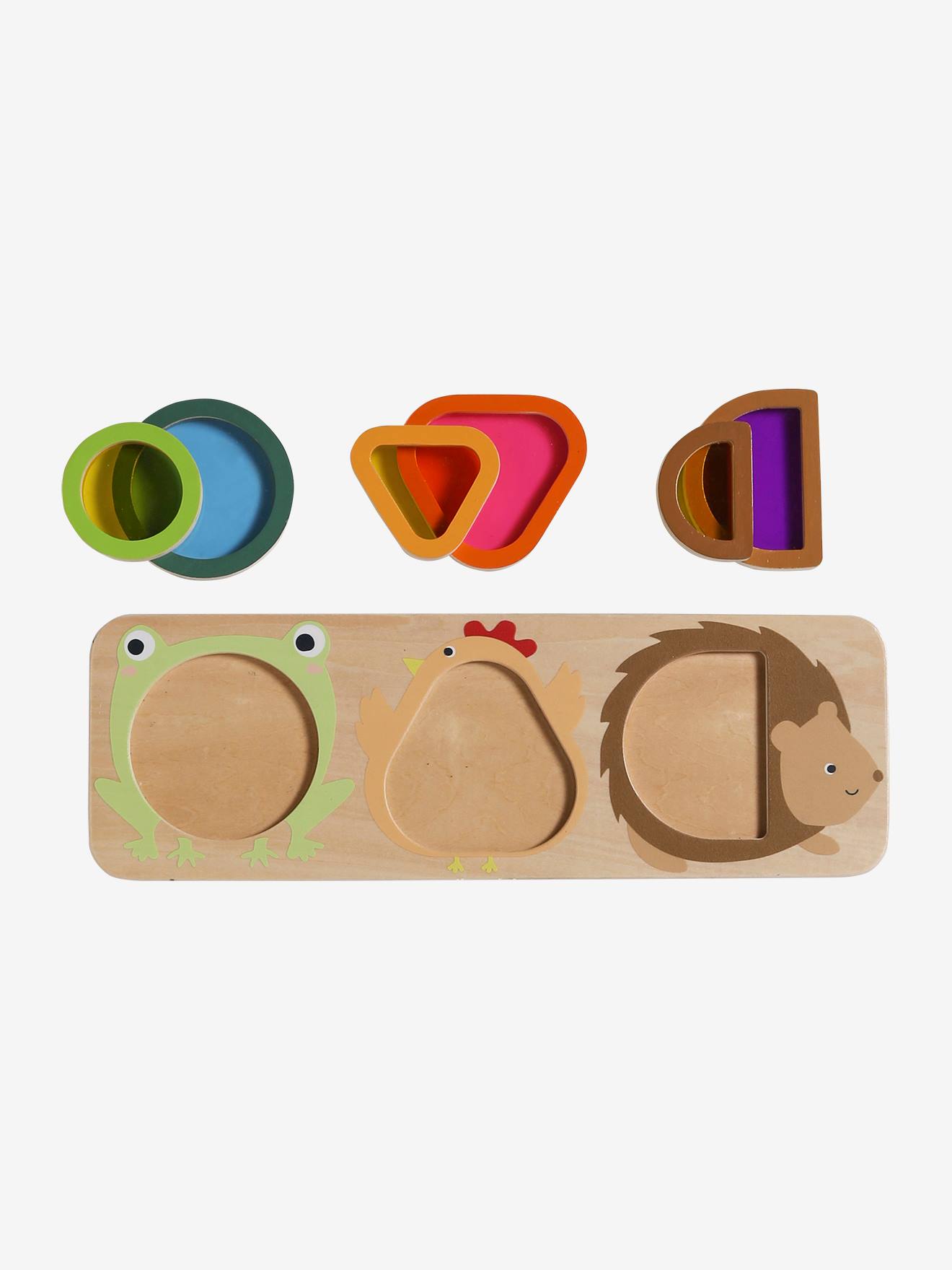 Vertbaudet Baby Steckspiel-Brett mit Tierfiguren aus Holz FSC - natur