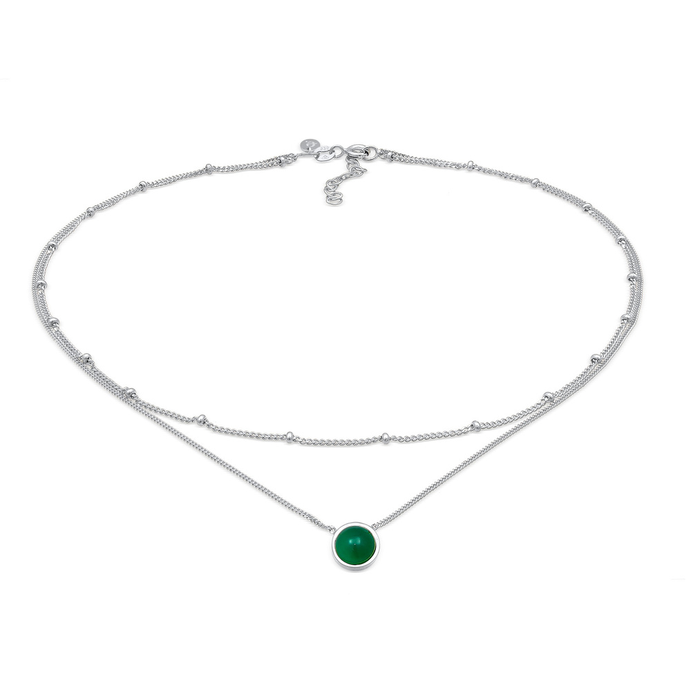 Elli PREMIUM Elli PREMIUM Collier Femmes Choker Couches boules avec agate en Argent Sterling 9 collier