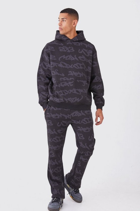 Oversize Worldwide Trainingsanzug mit Graffiti-Print