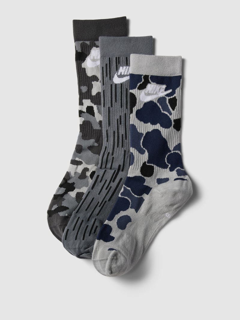Socken mit Allover-Muster Modell 'EVERYDAY' im 3er-Pack in dunkelgrau