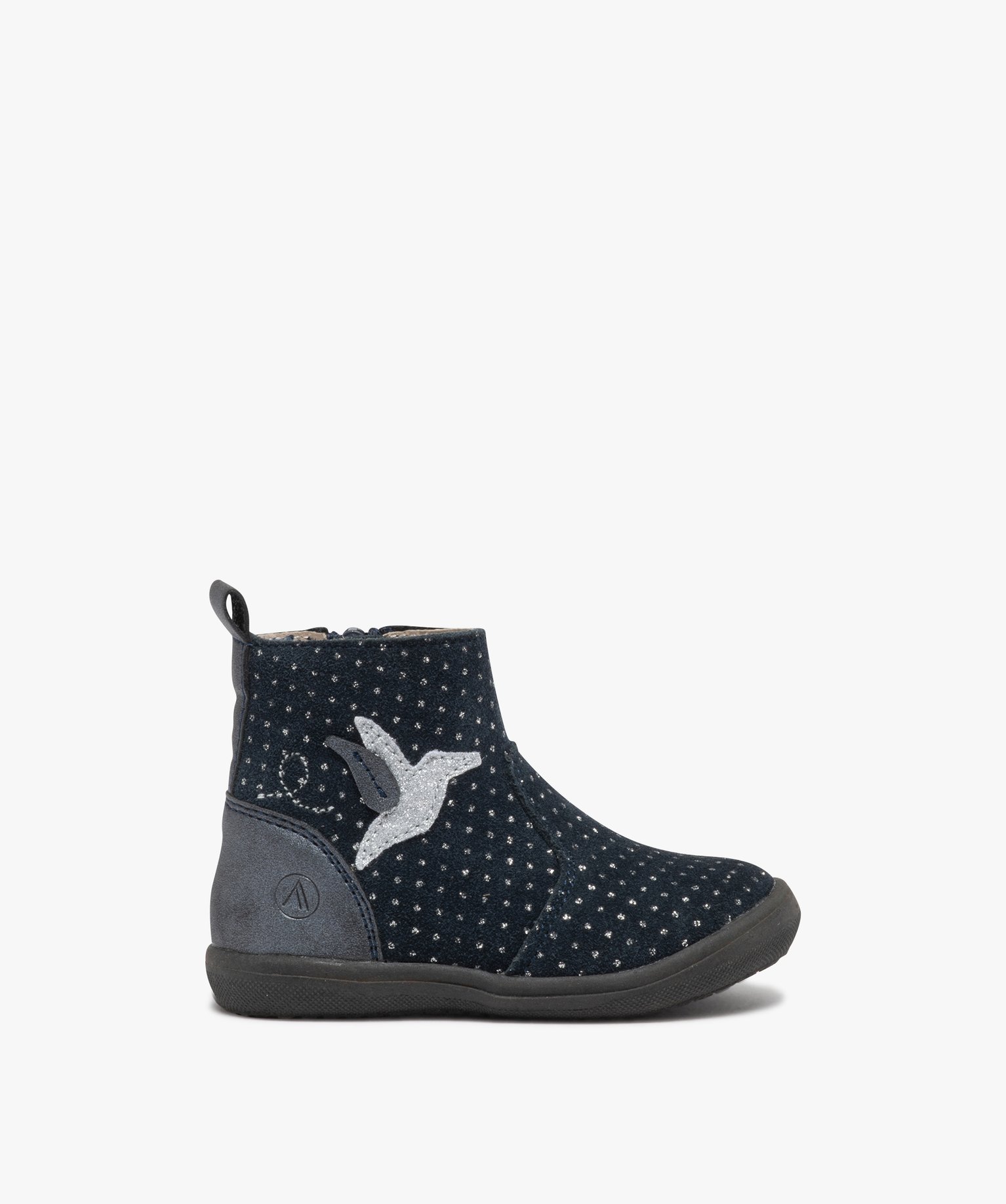 Boots bébé fille en cuir à petits pois brillants - Alma P... marine | GEMO