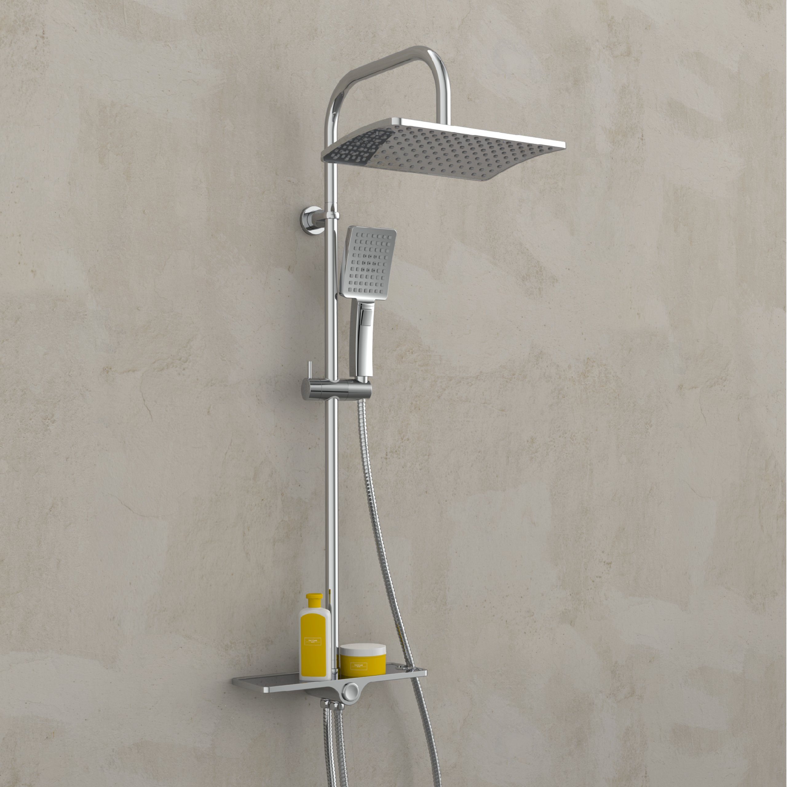 instmaier Brausegarnitur, 3 Strahlart(en), mit Duschablage, ohne Thermostat, modernes Design