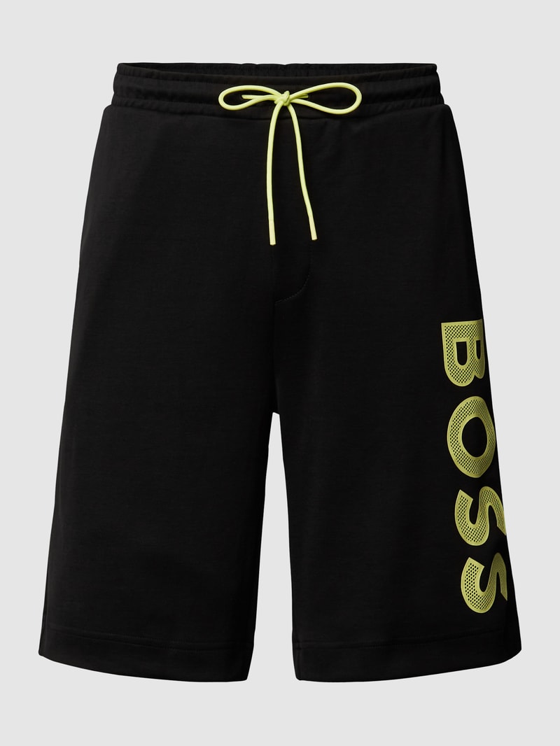 Sweatshorts mit Label-Print Modell 'Heos' in schwarz
