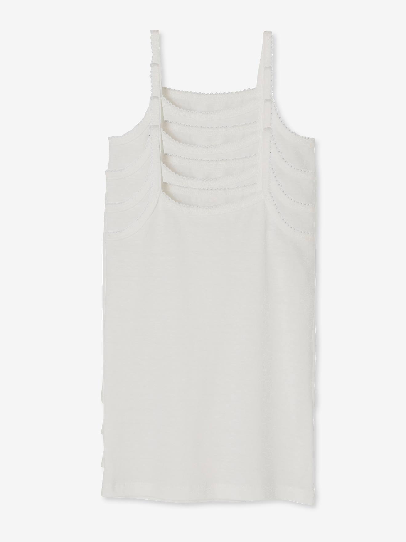 Lot de 4 débardeurs fille BASICS blanc